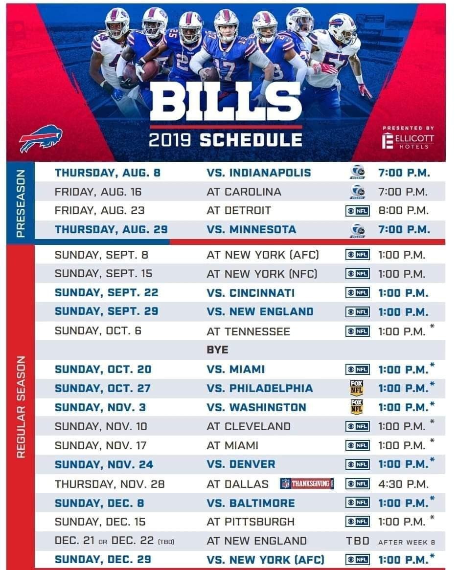 Buffalo Bills 2023 Schedule Printable Printable World Holiday